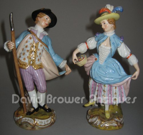Pair of Meissen figures of a country gent and his wife