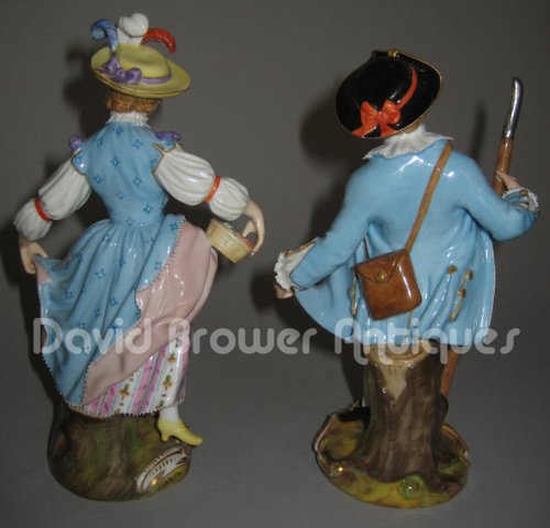 Pair of Meissen figures of a country gent and his wife