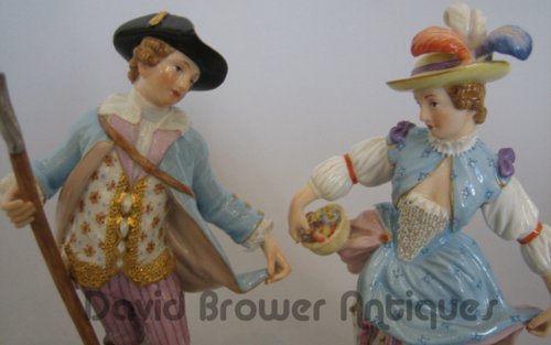 Pair of Meissen figures of a country gent and his wife