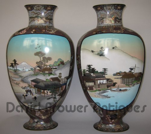 Pair of Japanese cloissone vases