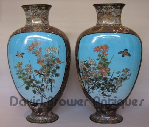 Pair of Japanese cloissone vases