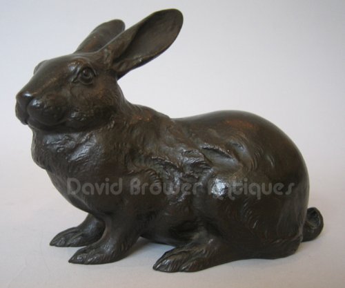 Japanese bronze model of a hare