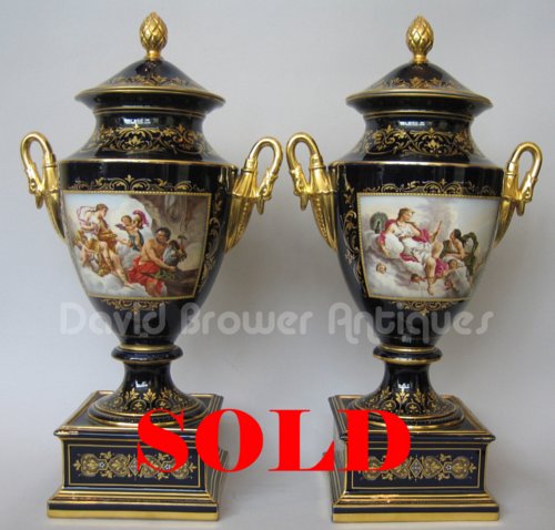 Pair of Vienna vases and covers